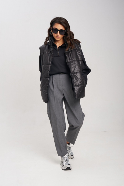 Деловые брюки из костюмной ткани с складками на передней части Mixan 3041 - фото 7