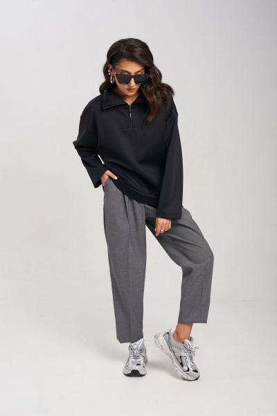 Деловые брюки из костюмной ткани с складками на передней части Mixan 3041 - фото 5