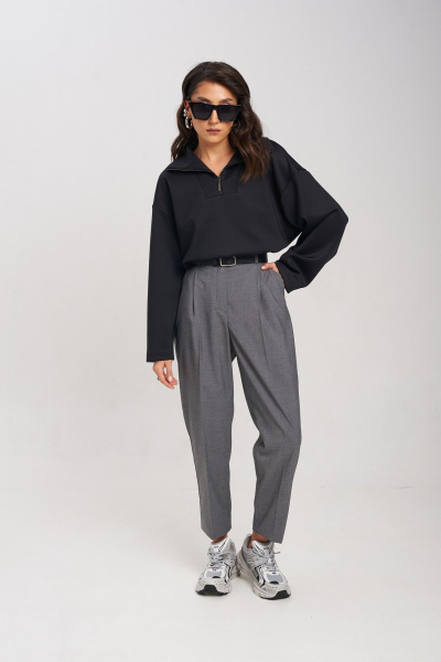 Деловые брюки из костюмной ткани с складками на передней части Mixan 3041 - фото 1