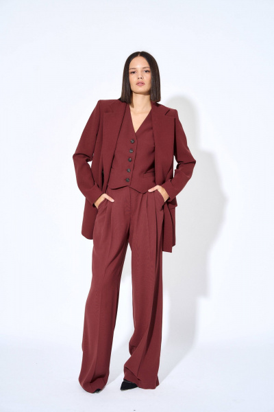 Красные деловые брюки с боковыми карманами AG Green G418/6 - фото 4