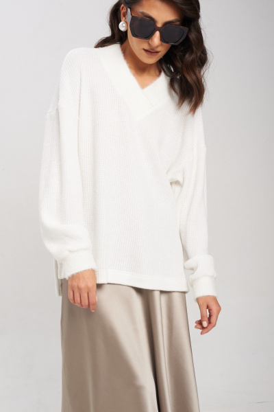 Бежовая юбка А-силуэта из струящейся ткани Mixan 6003/2 - фото 5