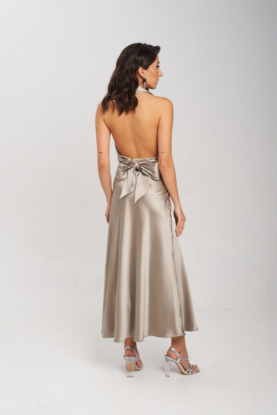 Бежовая юбка А-силуэта из струящейся ткани Mixan 6003/2 - фото 4
