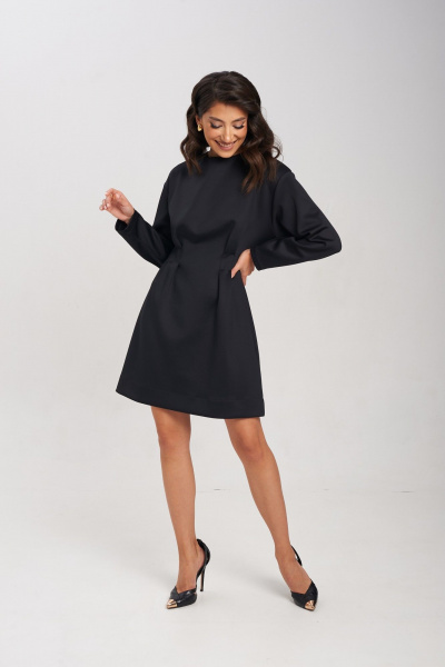 Платье женственное из трикотажа с защипами и молнией Mixan 5044 - фото 4