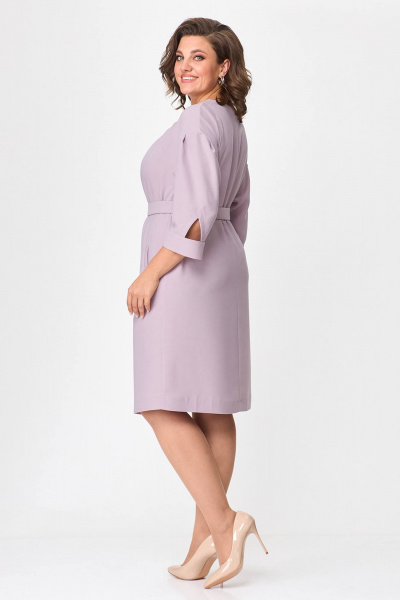 Фиолетовое платье из текстильной ткани с поясом Zlata 4433 - фото 2