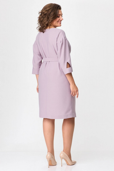 Фиолетовое платье из текстильной ткани с поясом Zlata 4433 - фото 3