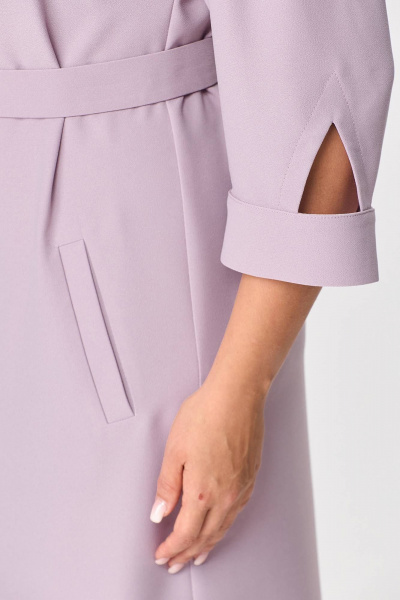 Фиолетовое платье из текстильной ткани с поясом Zlata 4433 - фото 9