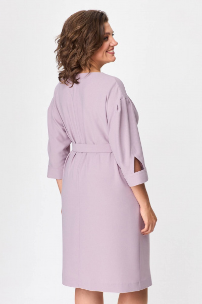 Фиолетовое платье из текстильной ткани с поясом Zlata 4433 - фото 7