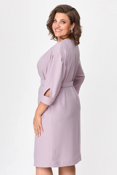 Фиолетовое платье из текстильной ткани с поясом Zlata 4433 - фото 6