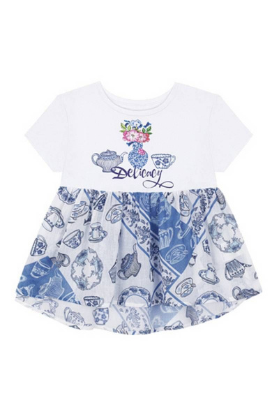 Летняя футболка с баской и стразами для девочки Bell Bimbo 200069 белый - фото 3