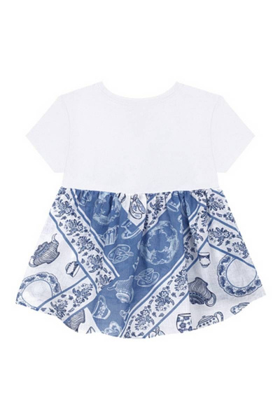 Летняя футболка с баской и стразами для девочки Bell Bimbo 200069 белый - фото 4