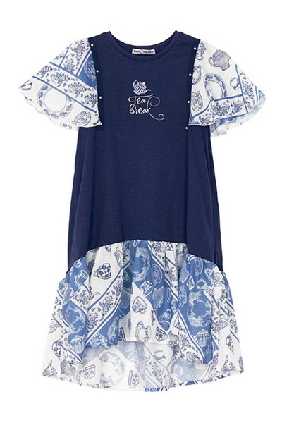 Платье на каждый день для девочки из хлопка с оборками Bell Bimbo 200071 деним - фото 2