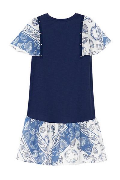 Платье на каждый день для девочки из хлопка с оборками Bell Bimbo 200071 деним - фото 3