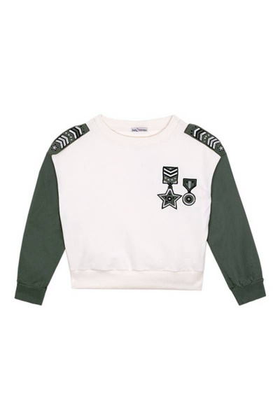 Джемпер с вышивкой и принтами в стиле армийской капсулы Bell Bimbo 200085 молоко - фото 2