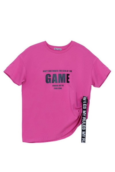 Базовая футболка с принтом и декоративными элементами Bell Bimbo 200092 розовый - фото 2