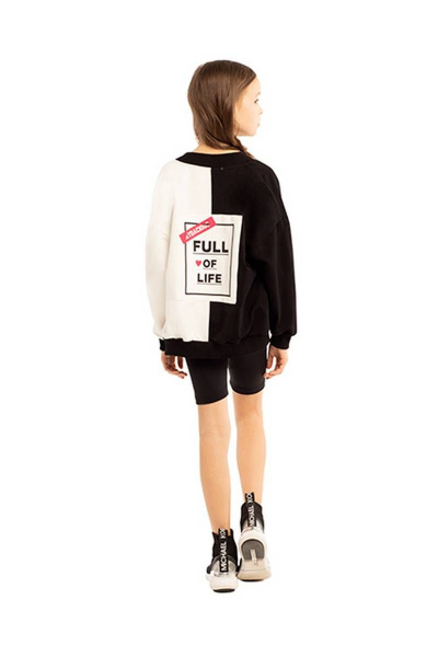 Черно-белый жакет в стиле капсулы с принтом и манжетами Bell Bimbo 200097 черный - фото 1