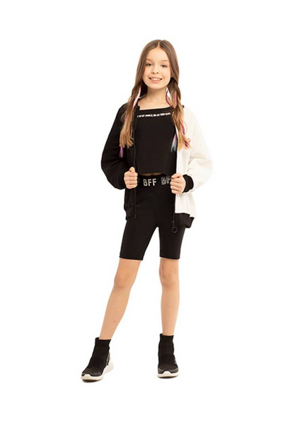 Черно-белый жакет в стиле капсулы с принтом и манжетами Bell Bimbo 200097 черный - фото 2