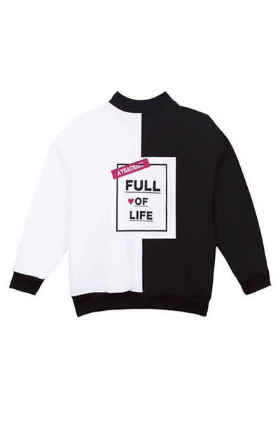 Черно-белый жакет в стиле капсулы с принтом и манжетами Bell Bimbo 200097 черный - фото 4