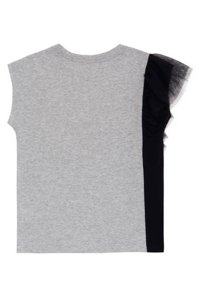 Майка с сетчатой вставкой для девочки из хлопка Bell Bimbo 200100 св.серый меланж - фото 3