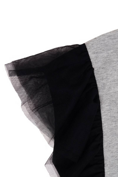 Майка с сетчатой вставкой для девочки из хлопка Bell Bimbo 200100 св.серый меланж - фото 4