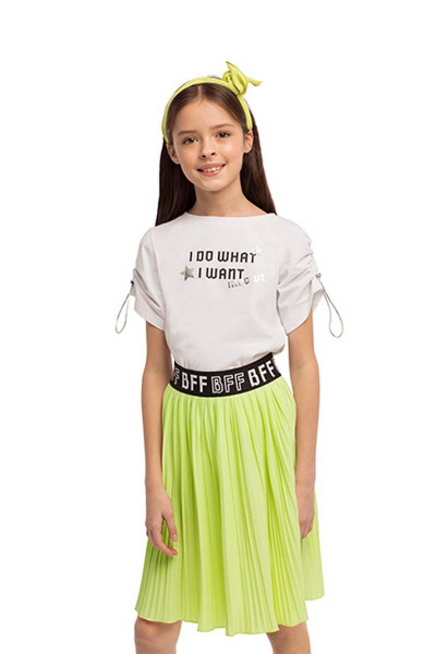 Футболка с принтом и декоративными элементами для девочки Bell Bimbo 200103 белый - фото 1