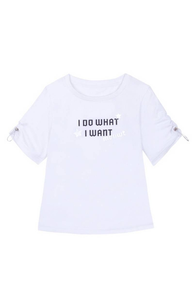 Футболка с принтом и декоративными элементами для девочки Bell Bimbo 200103 белый - фото 2
