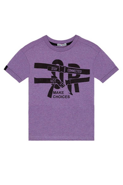 Майка фиолетовая меланж с рукавами-турбо и принтом Bell Bimbo 200179 фиолетовый меланж - фото 3