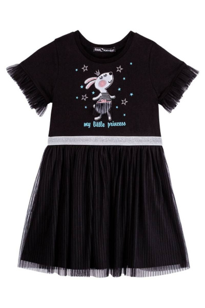 Платье-трапеция из сетки и трикотажа с люрексовой отделкой Bell Bimbo 200204 черный - фото 1