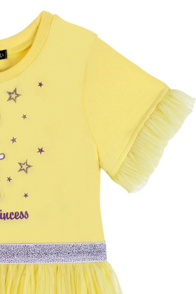 Платье-трапеция из сетки и хлопка для девочки с люрексом Bell Bimbo 200204 св.желтый - фото 4