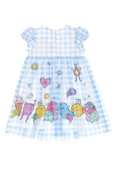 Нарядное платье А-силуэта из кулирной глади с принтом Bell Bimbo 200205 клетка - фото 2