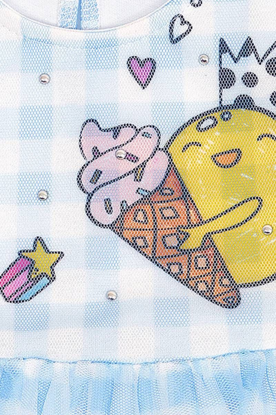 Нарядное платье А-силуэта из кулирной глади с принтом Bell Bimbo 200205 клетка - фото 3