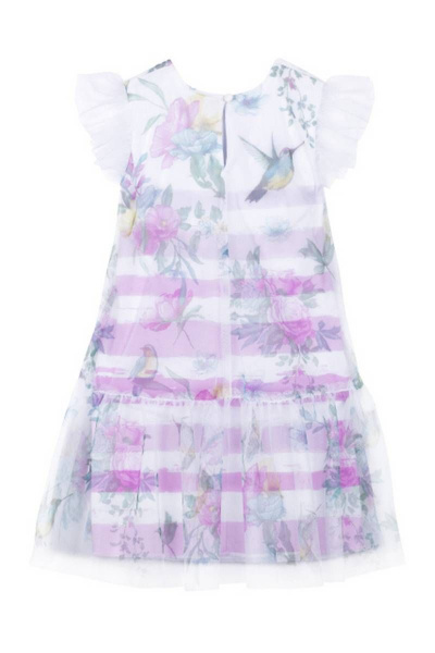 Нарядное трапециевидное платье из тканей с пуговицами и стразами Bell Bimbo 200206 набивной - фото 2