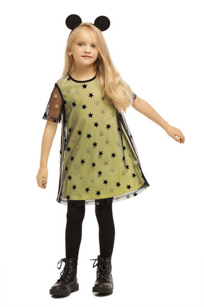 Трапециевидное платье из сетки с звездными нашивками Bell Bimbo 200208 черный - фото 2