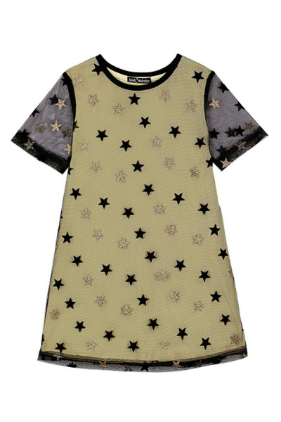 Трапециевидное платье из сетки с звездными нашивками Bell Bimbo 200208 черный - фото 3