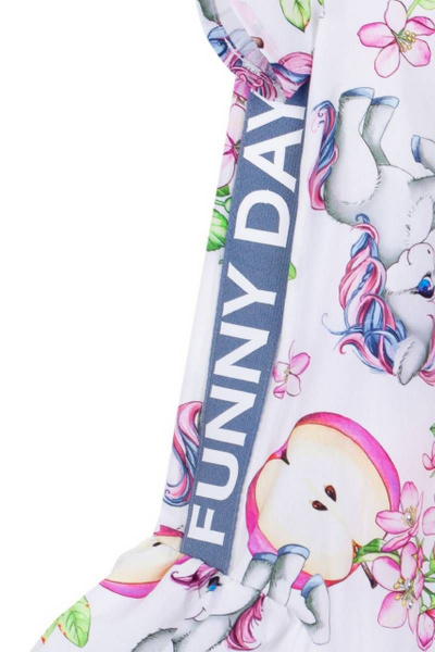 Платье а-силуэта для девочки с принтом и контрастным кантом Bell Bimbo 201040 набивной - фото 3