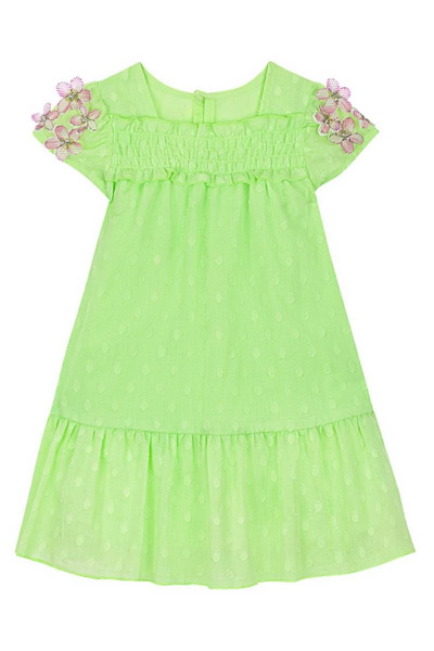 Платье трапециевидное удлиненное с нашивками для девочки Bell Bimbo 201041 салат - фото 1