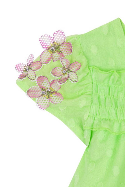 Платье трапециевидное удлиненное с нашивками для девочки Bell Bimbo 201041 салат - фото 3