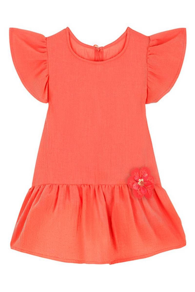 Блуза для девочки свободного силуэта с нашивками Bell Bimbo 201058 коралл - фото 2