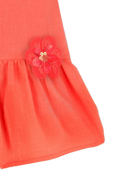 Блуза для девочки свободного силуэта с нашивками Bell Bimbo 201058 коралл - фото 5
