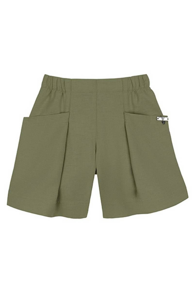 Бежевые свободные шорты с карманами и декором Bell Bimbo 201064 св.олива - фото 1