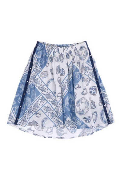 Юбка для девочки трапеция из хлопка с лампасами Bell Bimbo 201073 набивной - фото 1