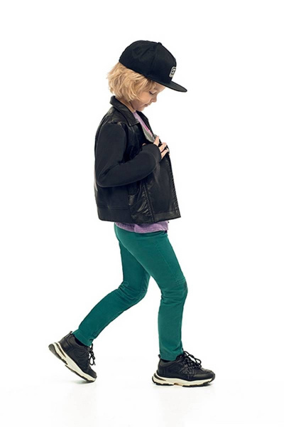 Брюки для мальчика из текстиля с регулируемым поясом Bell Bimbo 201154 изумруд - фото 2