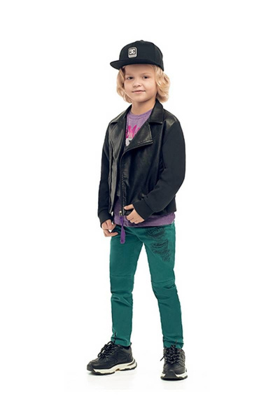 Брюки для мальчика из текстиля с регулируемым поясом Bell Bimbo 201154 изумруд - фото 3