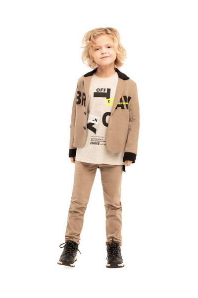 Брюки для мальчика бежевые из хлопка с клепками Bell Bimbo 201164 бежевый - фото 3