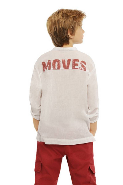 Белая рубашка свободного кроя с карманом-кенгуру Bell Bimbo 201192 белый - фото 2