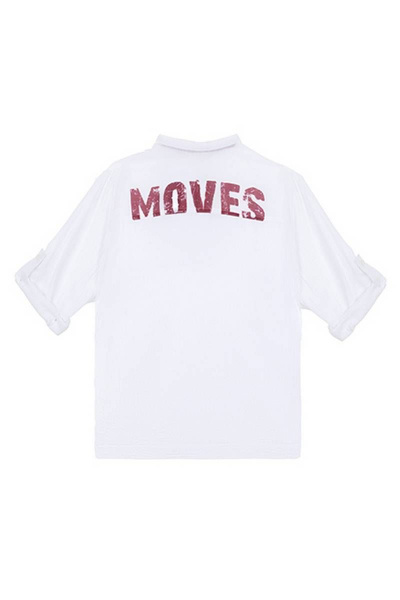 Белая рубашка свободного кроя с карманом-кенгуру Bell Bimbo 201192 белый - фото 4