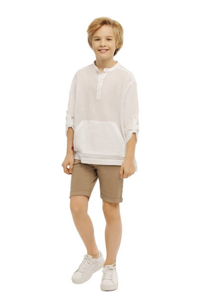 Шорты для мальчика бежевые с отворотами из хлопка Bell Bimbo 201193 бежевый - фото 1