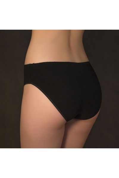 Трусы из трикотажного хлопка с средней линией талии Verally 102-1 черный - фото 2