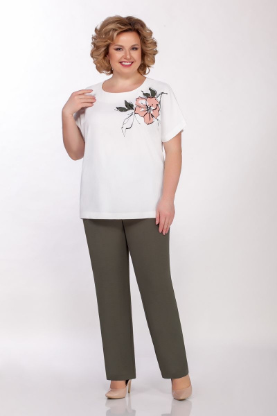 Блуза, брюки, жакет Tellura-L 1491-3 хаки - фото 3