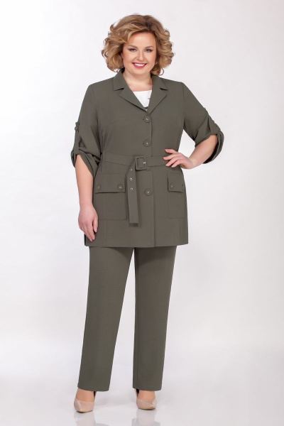 Блуза, брюки, жакет Tellura-L 1491-3 хаки - фото 1