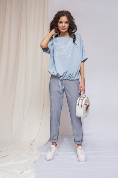 Блуза, брюки ELLETTO 5112 голубой - фото 1